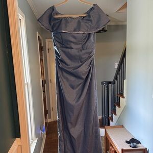 Elegant Blue Off-Shoulder Formal Dress